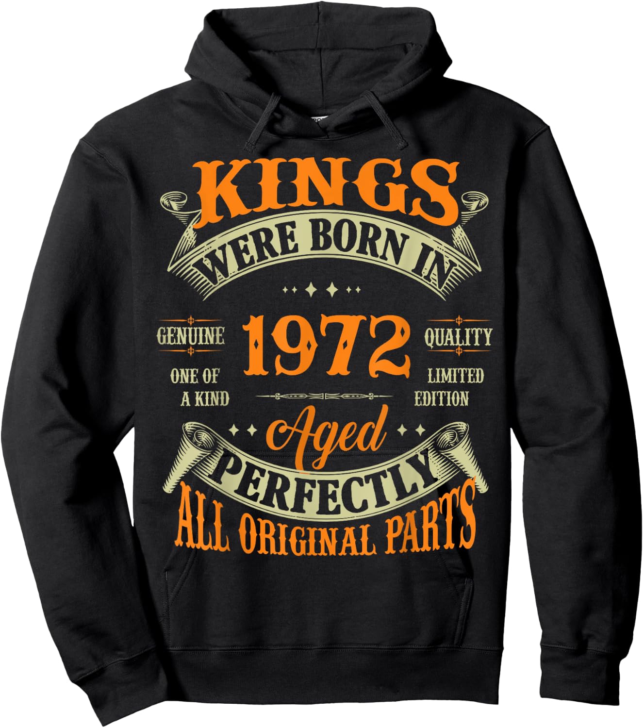 52nd Birthday Gift Vintage Kings Born In 1972 52 Years Old Hoodie - Hoodie | Black