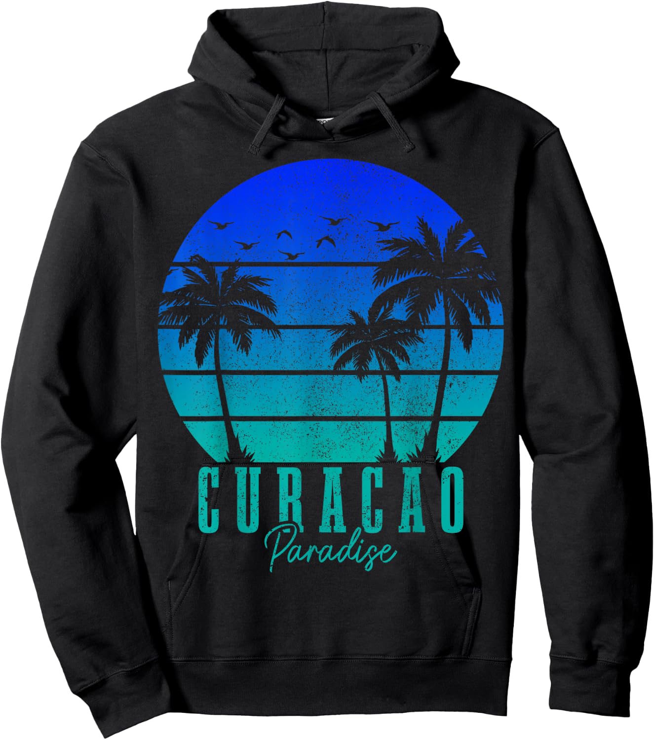 Curacao Vintage Surfer Palm Trees Caribbean Souvenir Hoodie - Hoodie | Black