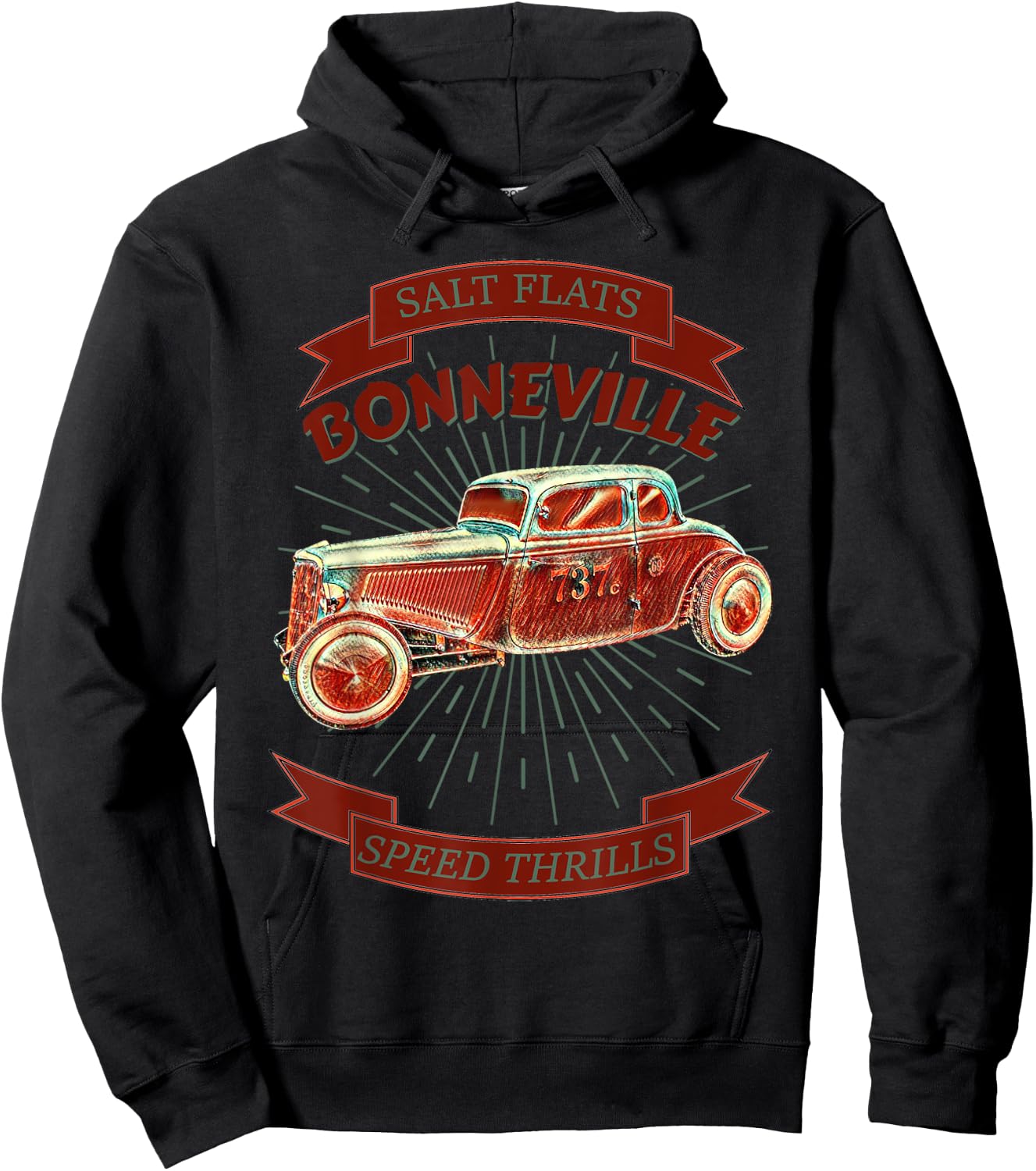 Bonneville Salt Flats Vintage Retro Hot Rod Race Car Hoodie - Hoodie | Black