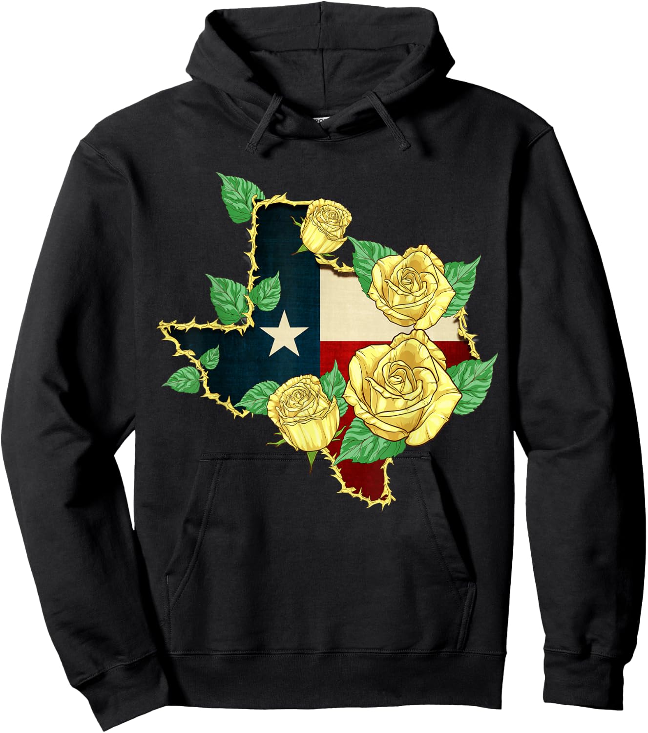 Yellow Rose of Texas Flag Proud Texan American Patriot Hoodie - Hoodie | Black