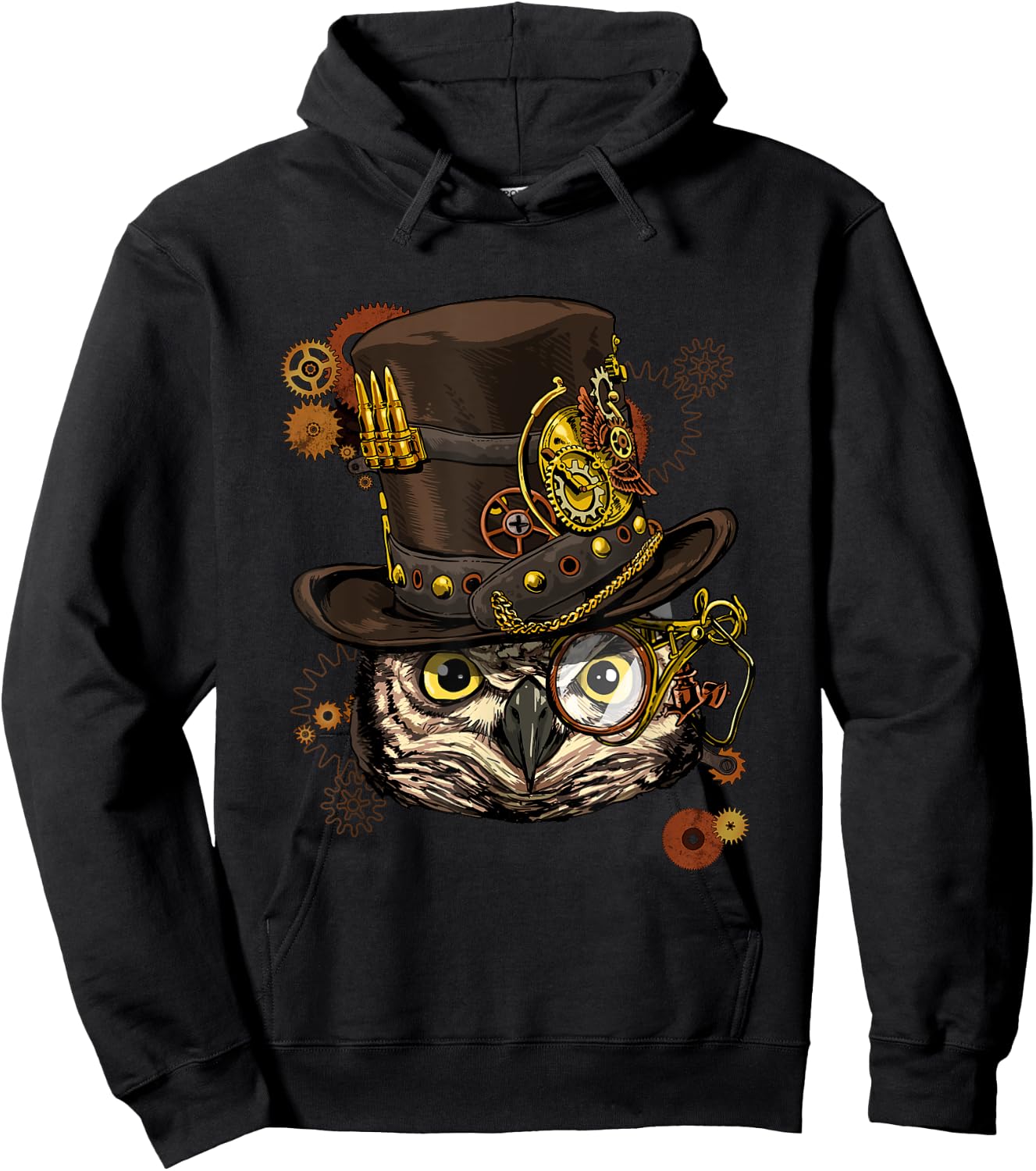 Steampunk Owl Mechanical Steampunk Gears Bird Owl Lover Hoodie - Hoodie | Black