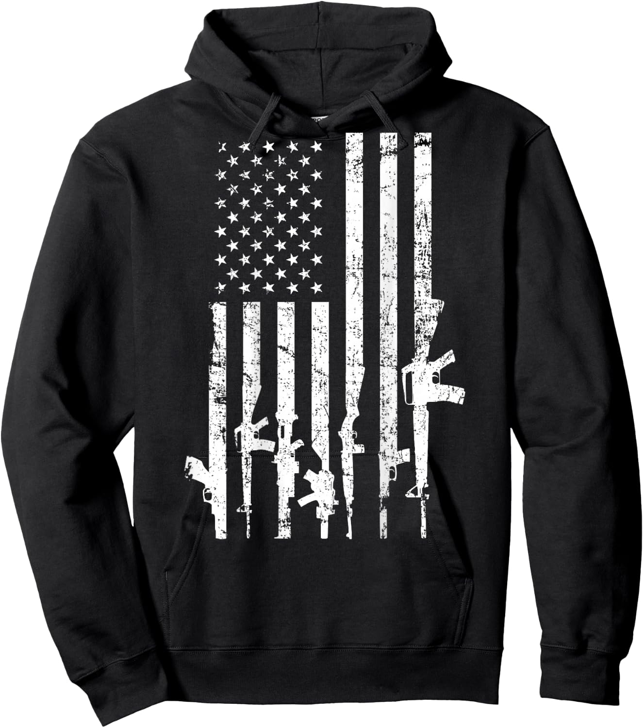 USA Distressed Flag Guns Pro Gun - 2nd Amendment - ON Back Hoodie - Hoodie | Black