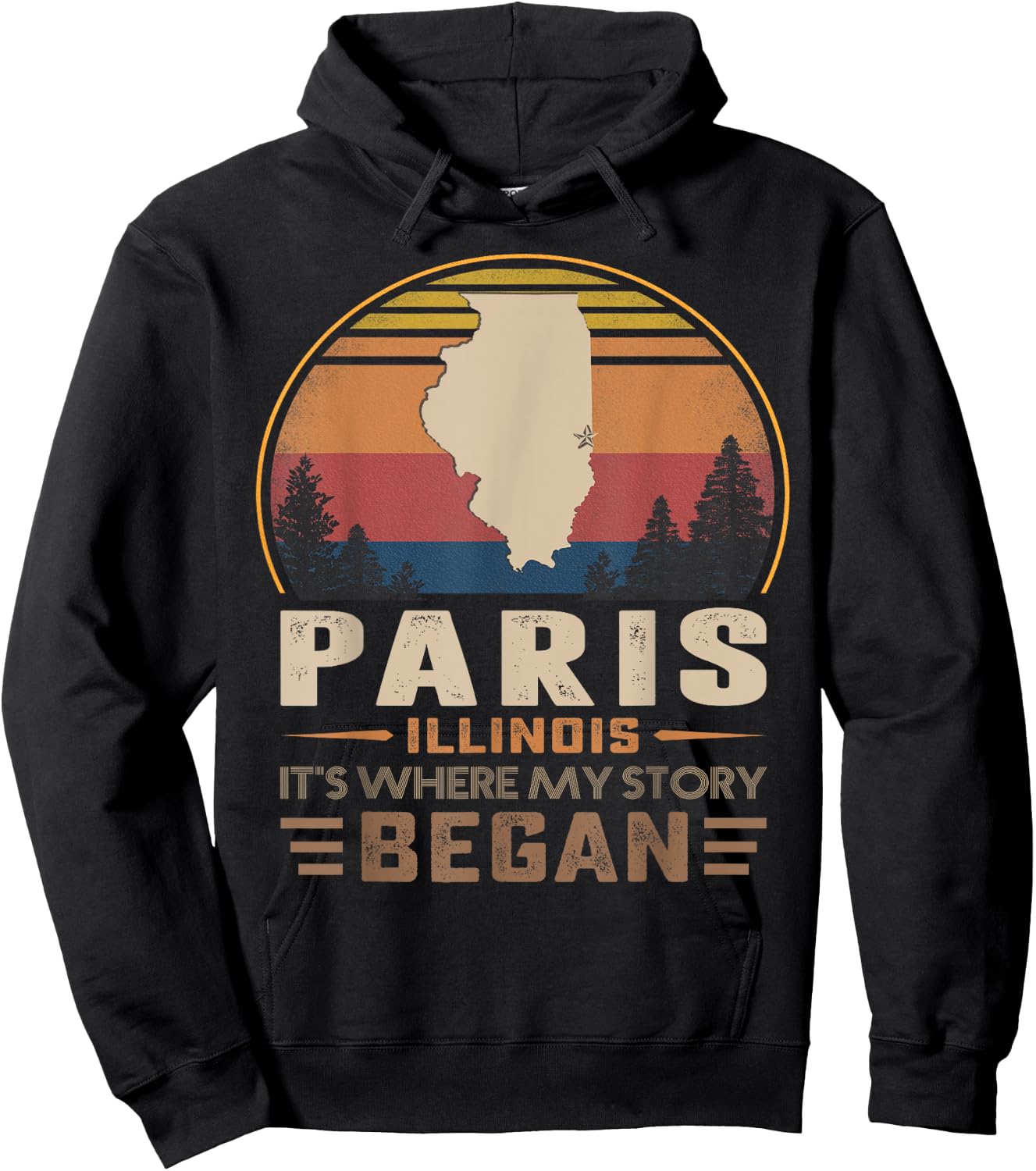 Vintage Paris Illinois Homtown My Story Began Hoodie - Hoodie | Black