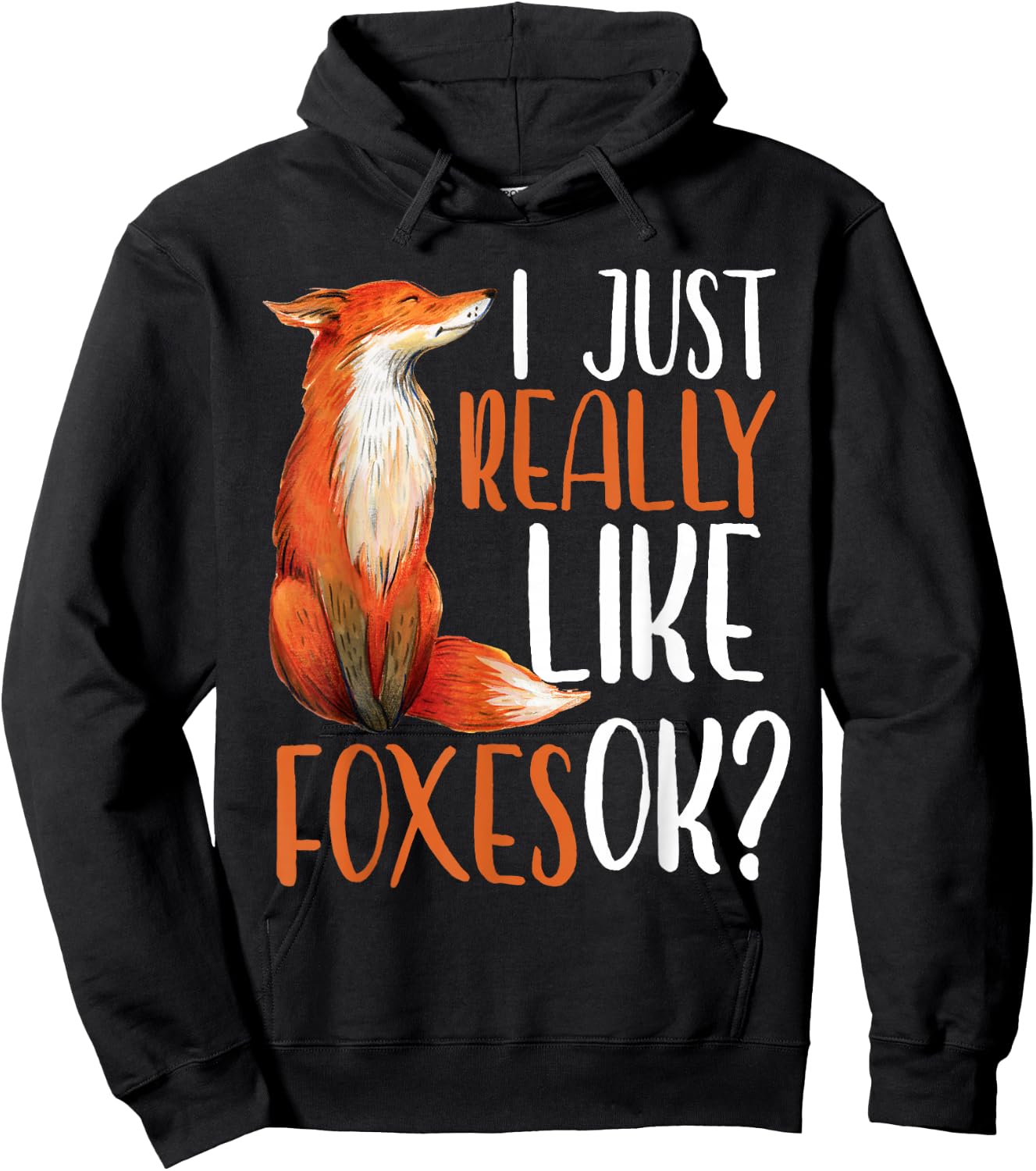 I Just Really Like Foxes Ok? Girls Women Cute Fox Gift Hoodie - Hoodie | Black