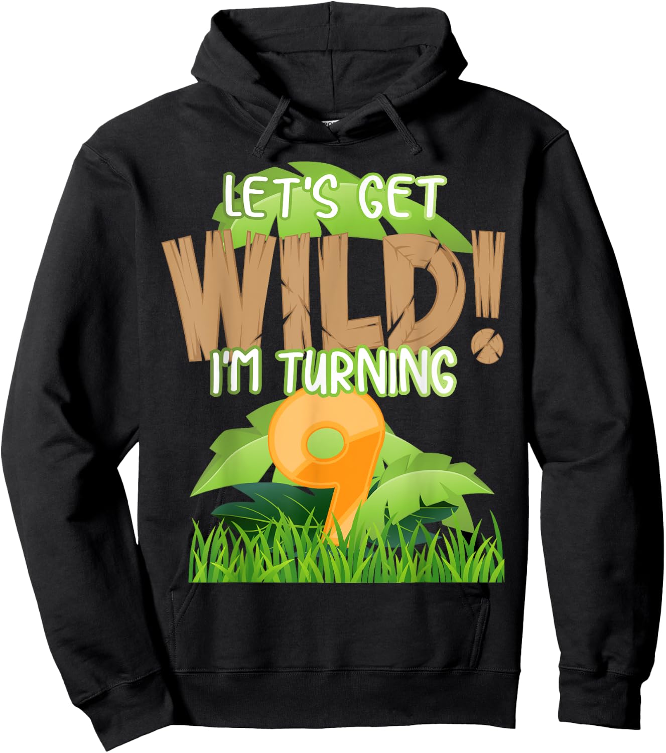 Cute Jungle Safari 9th Birthday Gift 9 Years Old Boys Girls Hoodie - Hoodie | Black
