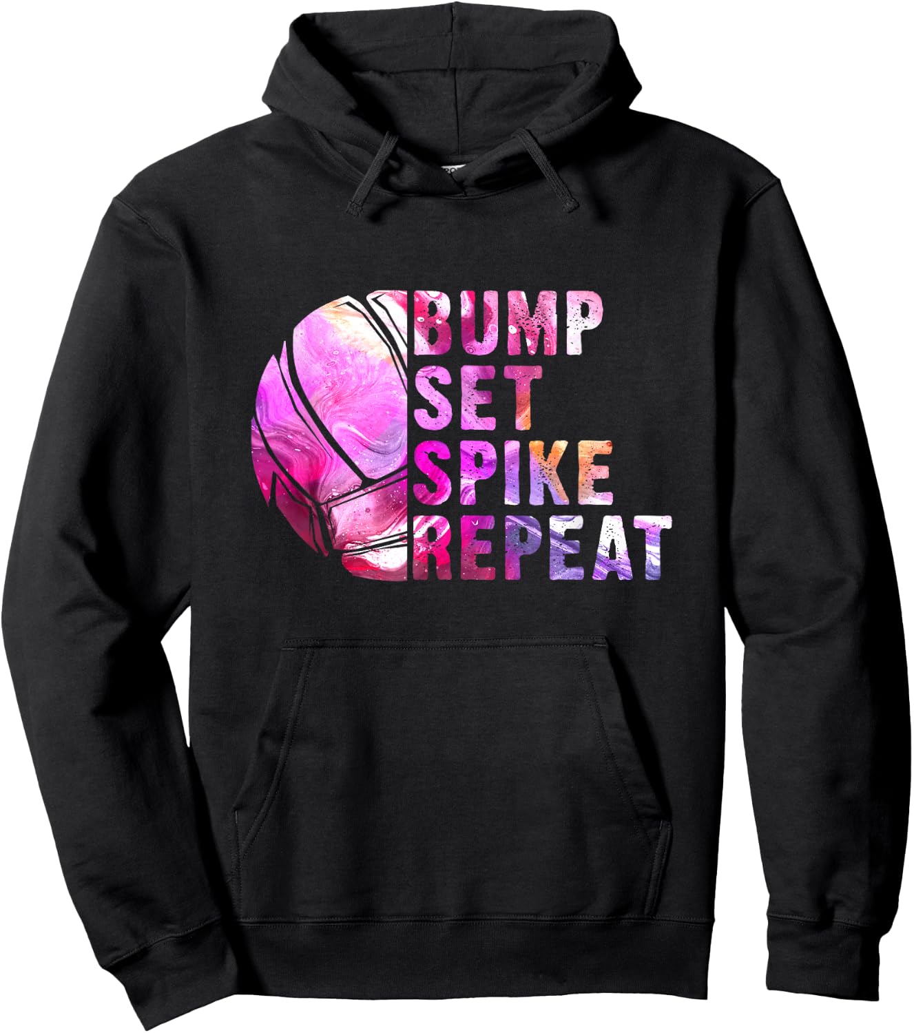 Bump Set Spike Repeat Volleyball Lover Athlete Sports Gift Hoodie - Hoodie | Black