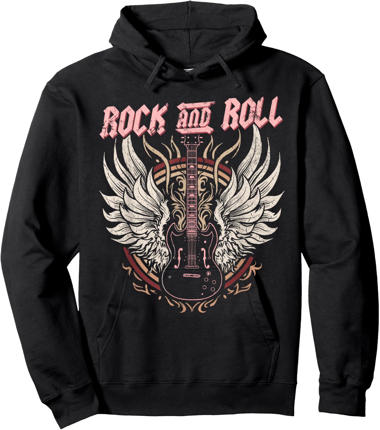 Rock & Roll Guitar Vintage ROCK Women Rock Band Music Hoodie - Hoodie | Black