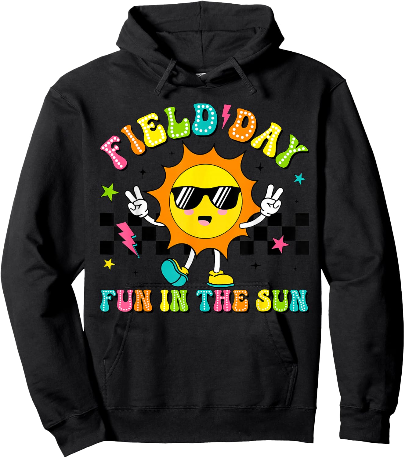 Field Day Fun In The Sun Let Games Begin 2024 Teachers Kids Hoodie - Hoodie | Black