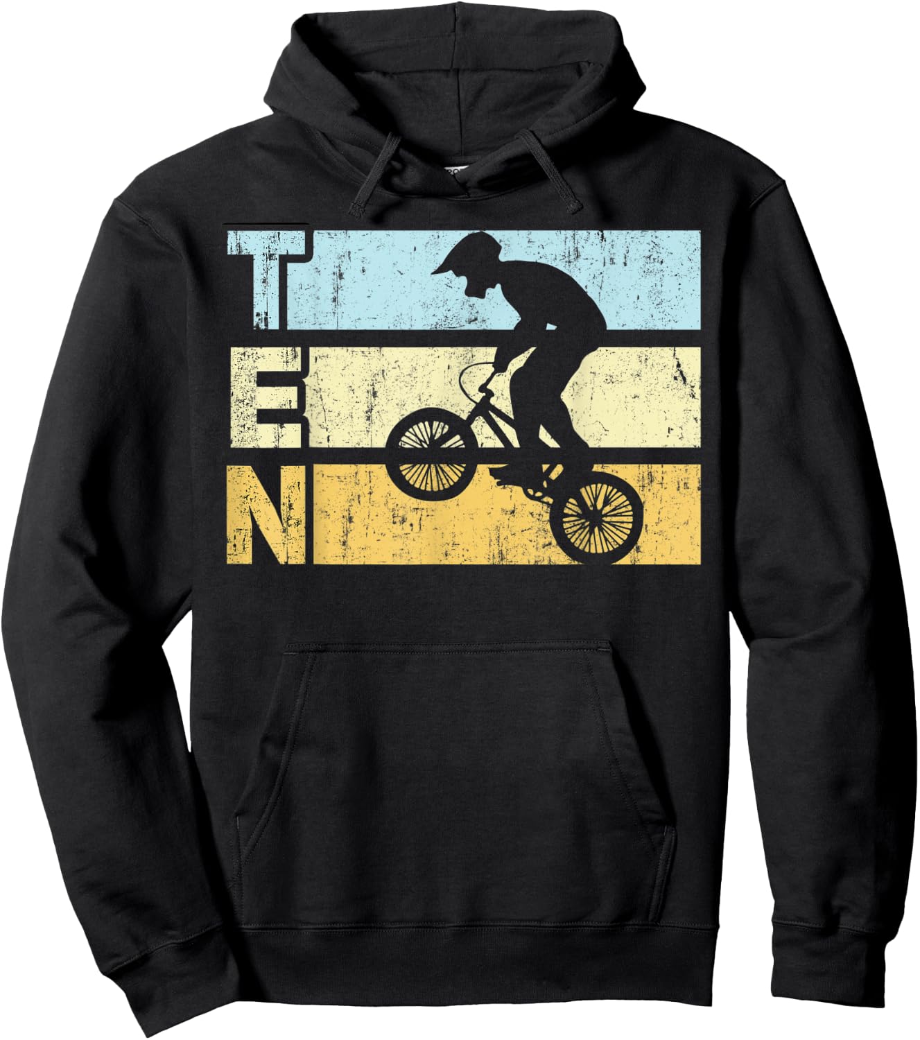 10 Year Old BMX Birthday Party Vintage Dirt Biking 10th Hoodie - Hoodie | Black
