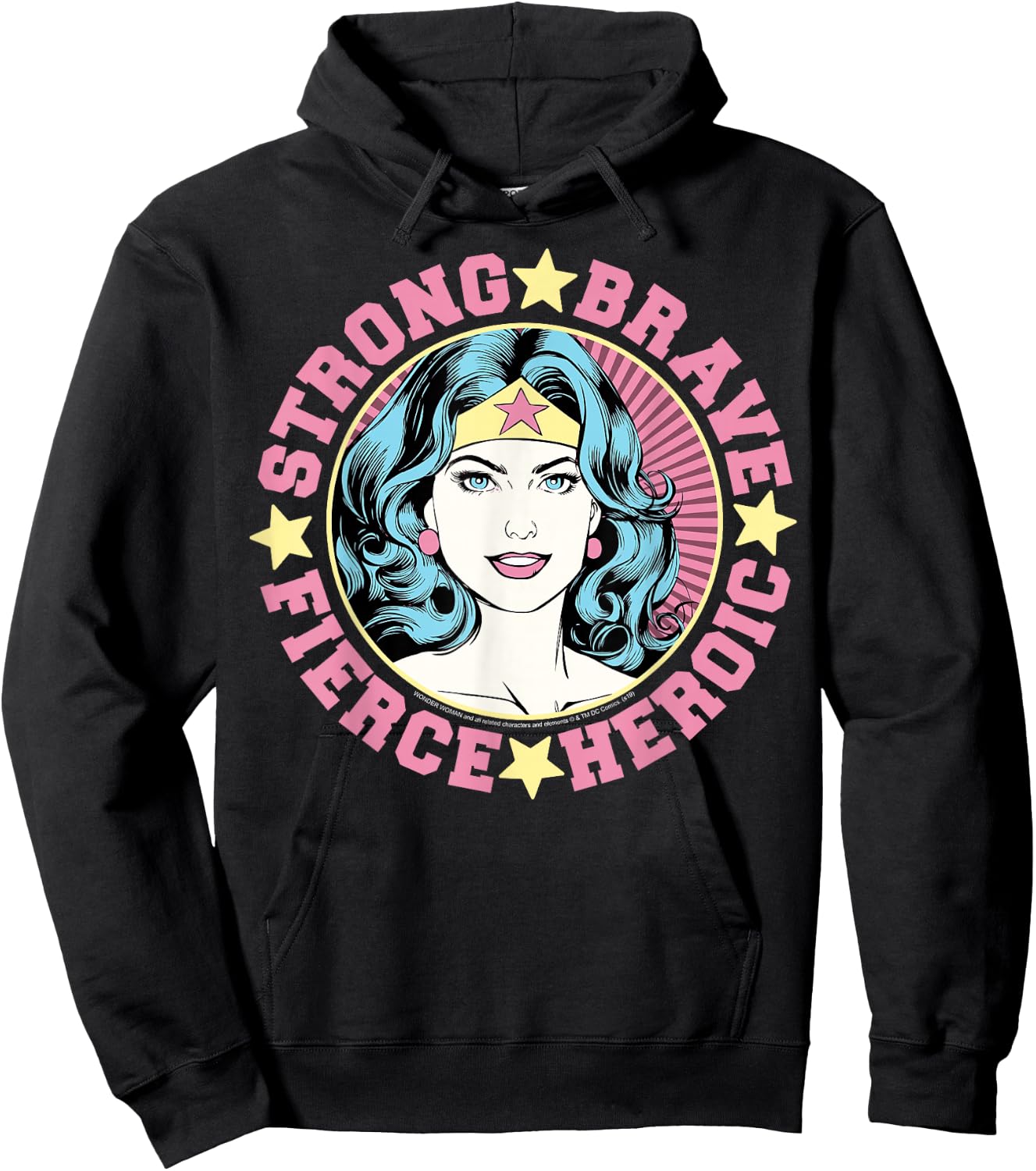 DC Comics Wonder Woman Strong Brave Vintage Wrap Around Hoodie - Hoodie | Black