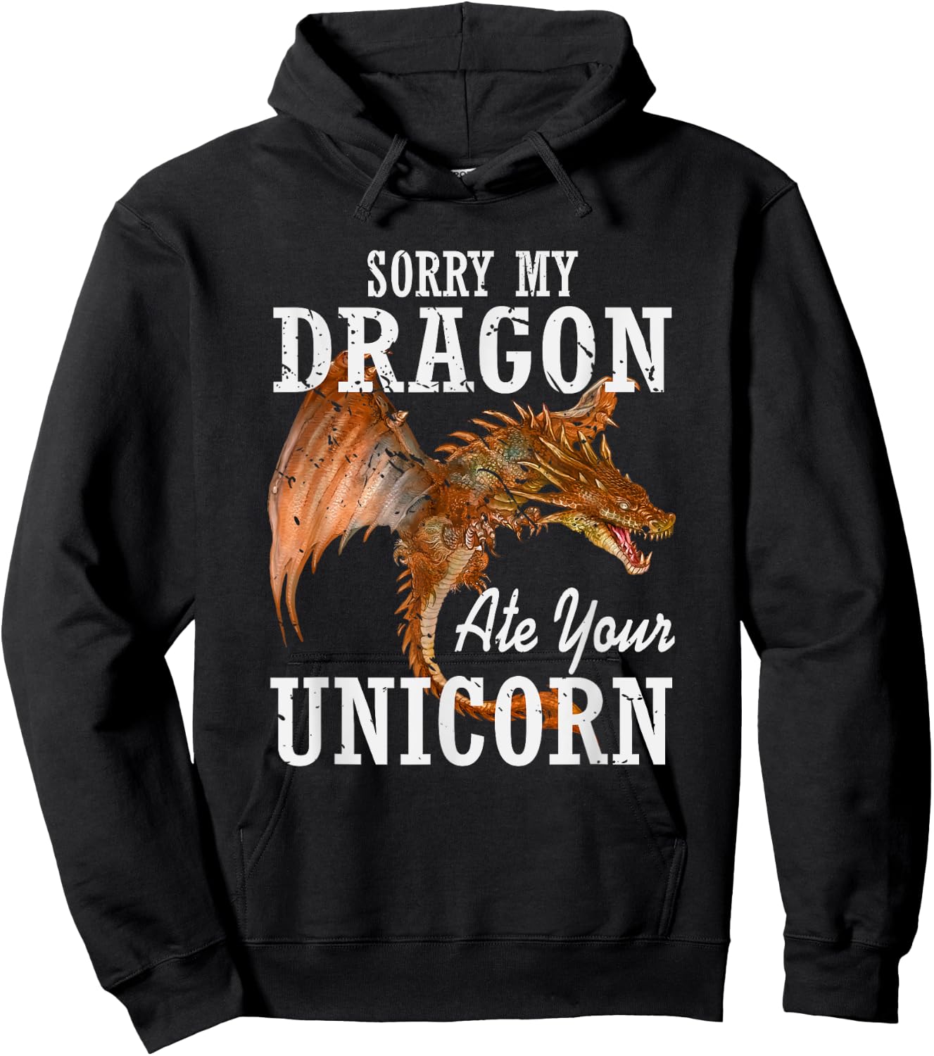 Sorry My Dragon Ate Your Unicorn Dragon Hoodie - Hoodie | Black