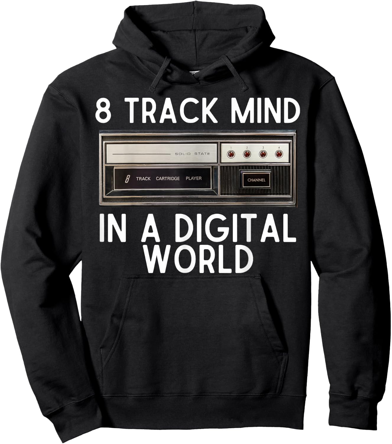 8 Track Mind In A Digital World Retro 70s 8Track Hoodie - Hoodie | Black