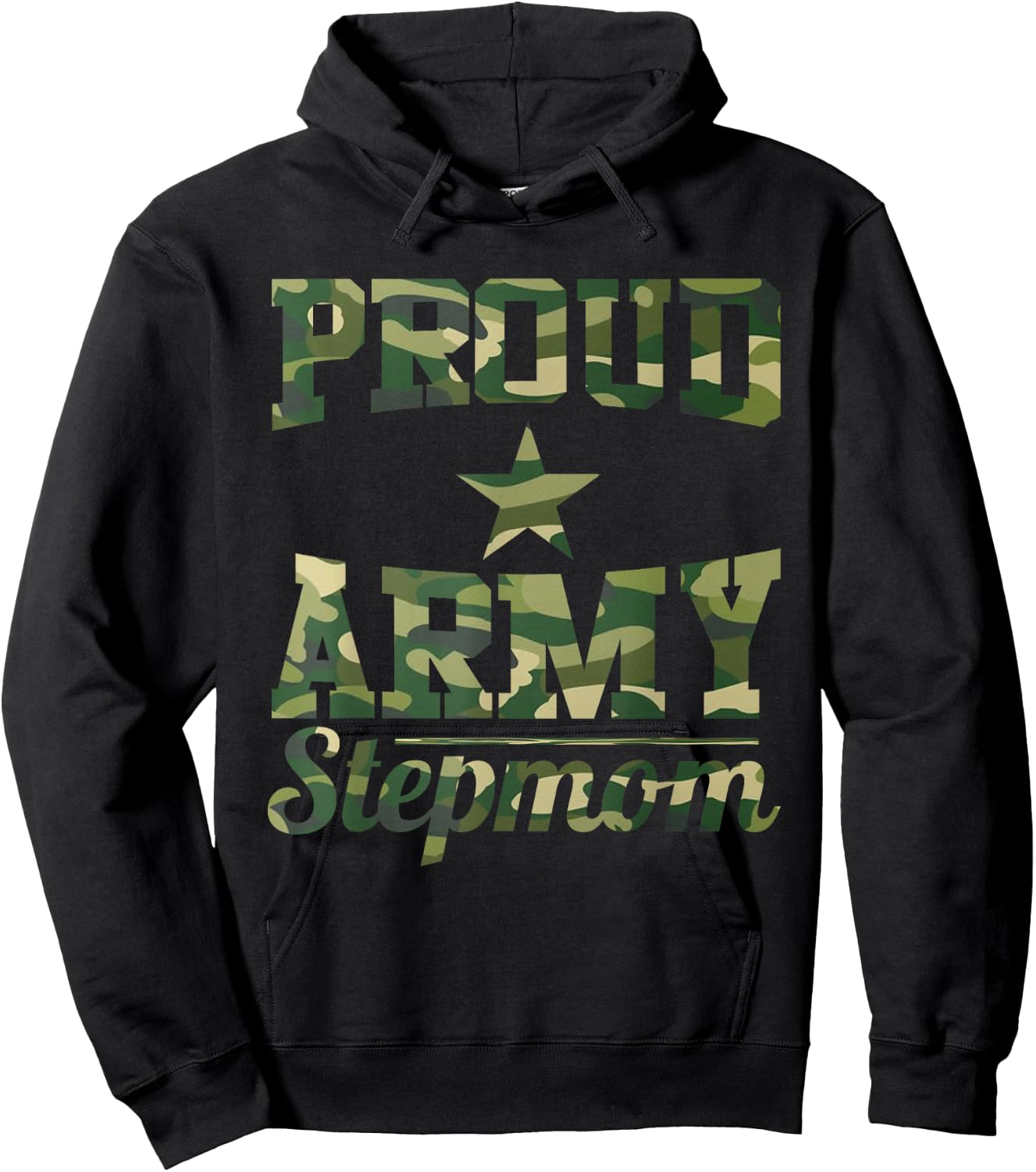 Proud Army Stepmom Army Mom Mothers Day Hoodie - Hoodie | Black