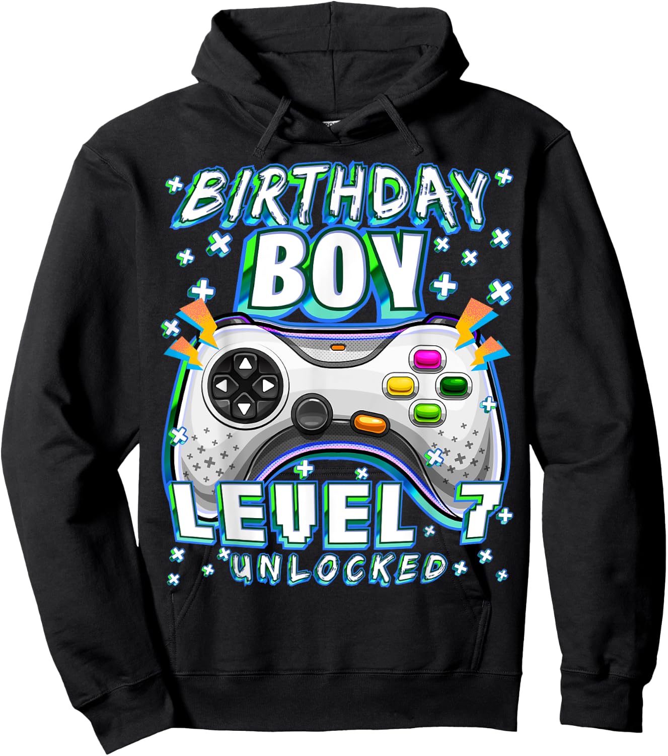 Level 7 Unlocked Video Game 7th Birthday Gamer Boys Hoodie - Hoodie | Black