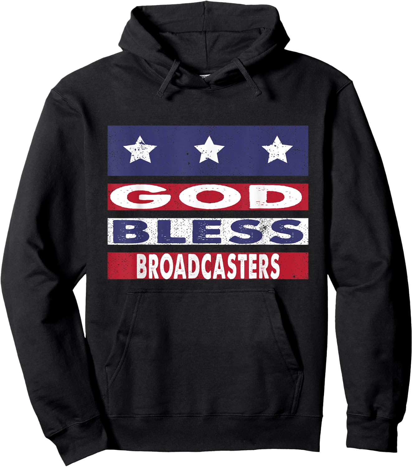 God Bless Broadcasters Patriotic Christian Retirement Gift Hoodie - Hoodie | Black