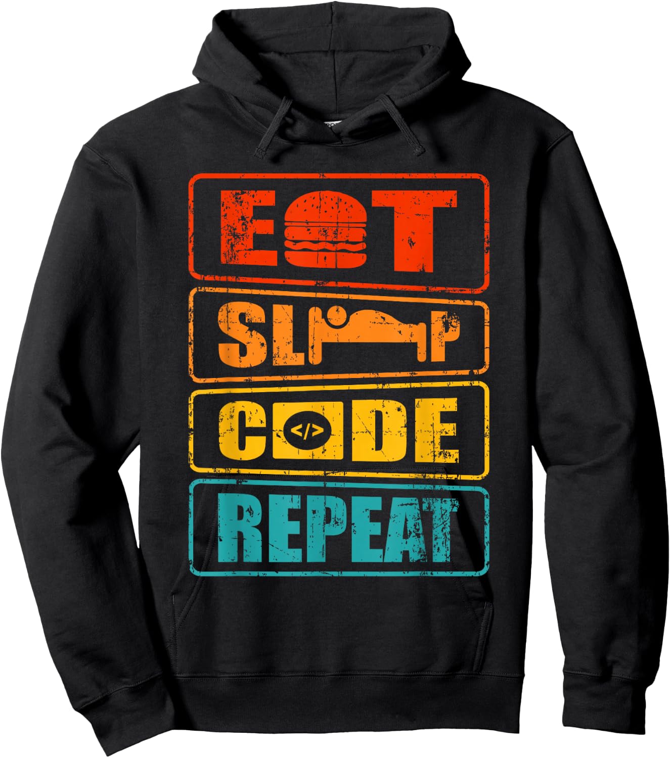 Eat Sleep Code Repeat Computer Science Programmer Gift Hoodie - Hoodie | Black