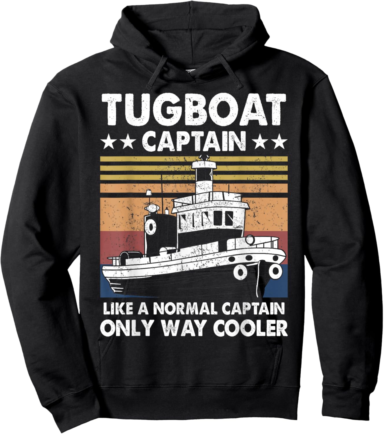 Tugboat Captain Retro Vintage Vessels Ship Tug Boat Pilot Hoodie - Hoodie | Black