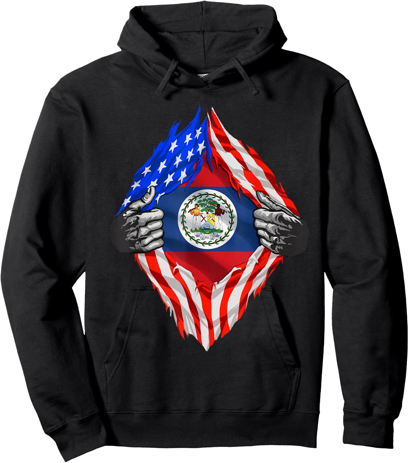 Belize Shirt Super American Belizean Flag Belizean Roots Hoodie - Hoodie | Black
