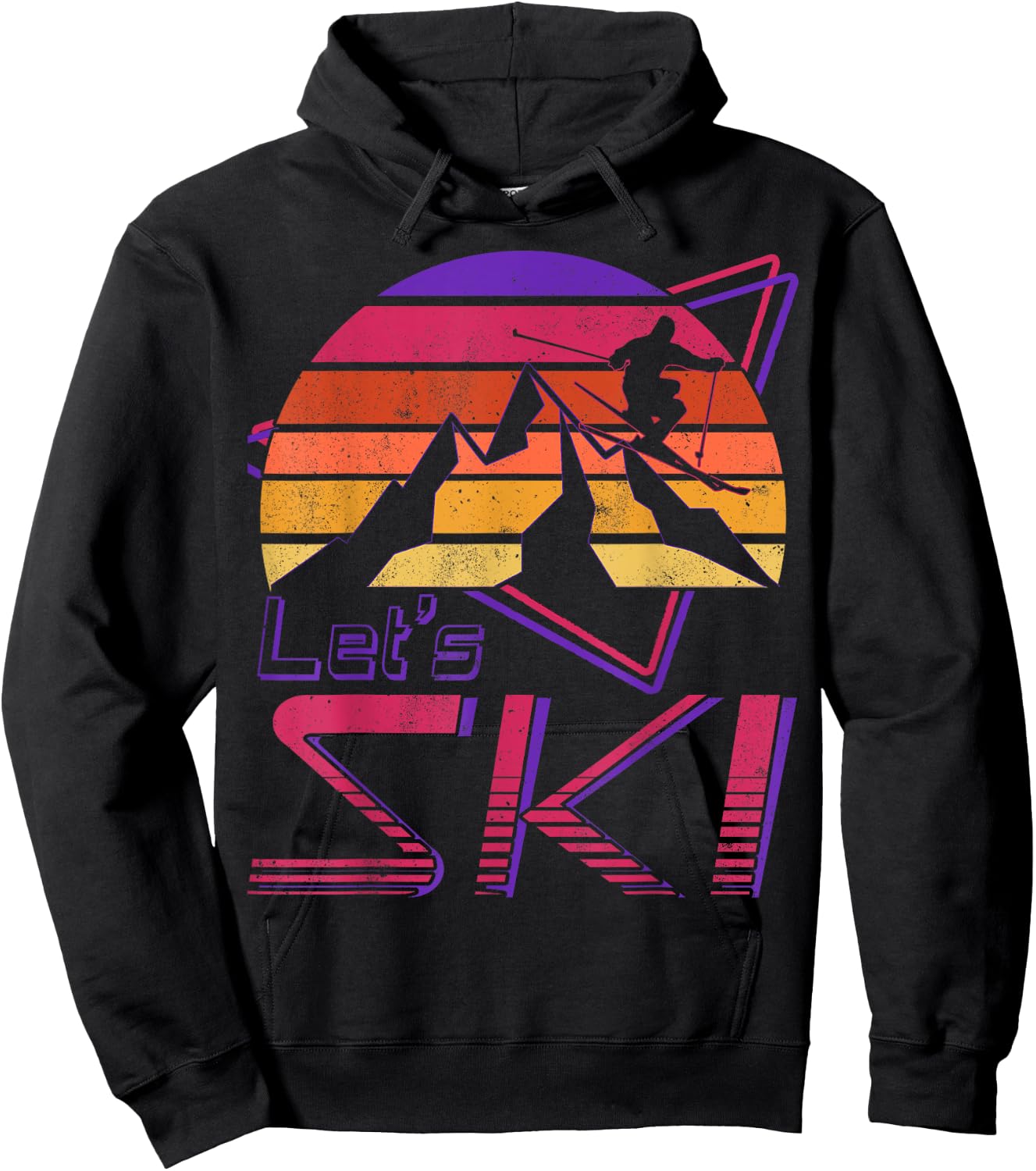 Retro Let's Ski Vintage 80s 90s Snow Skiing Hoodie - Hoodie | Black