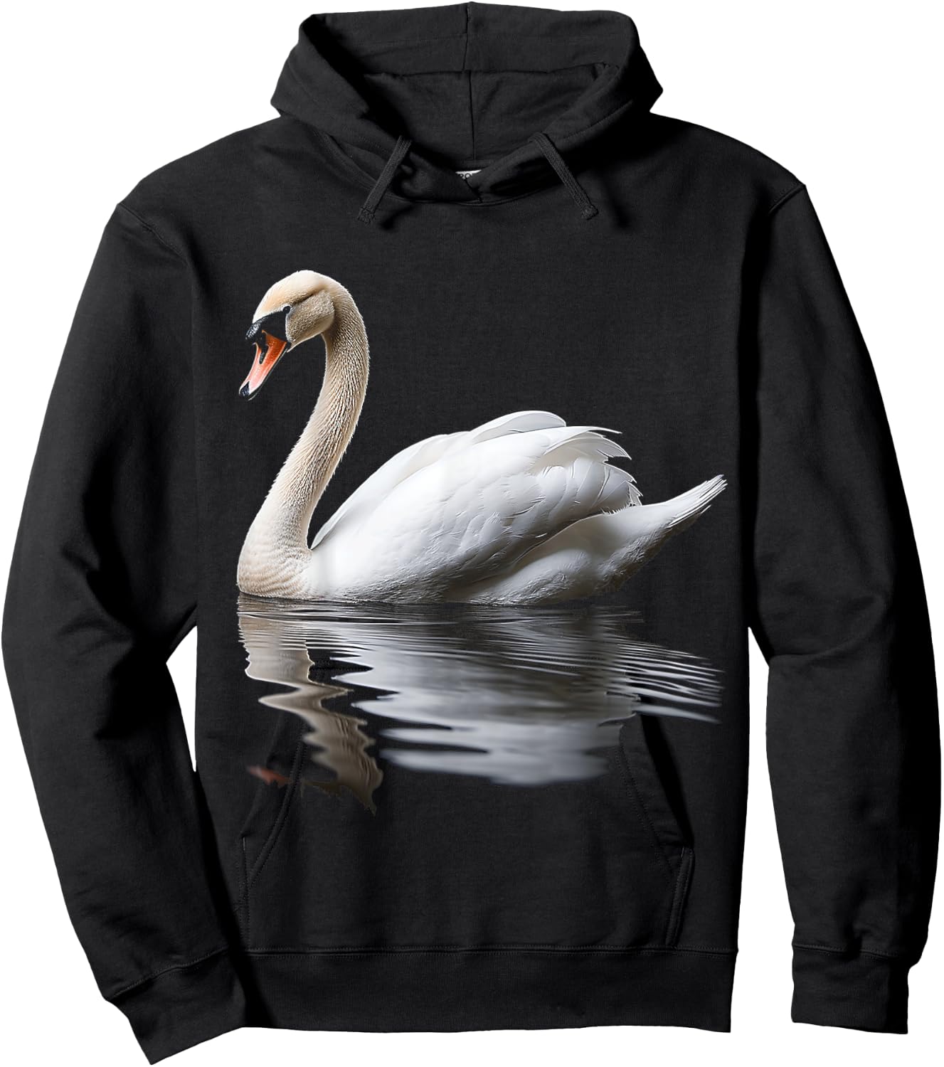 Swan Bird Art Portrait Animal Graphic Motif Swan Hoodie - Hoodie | Black