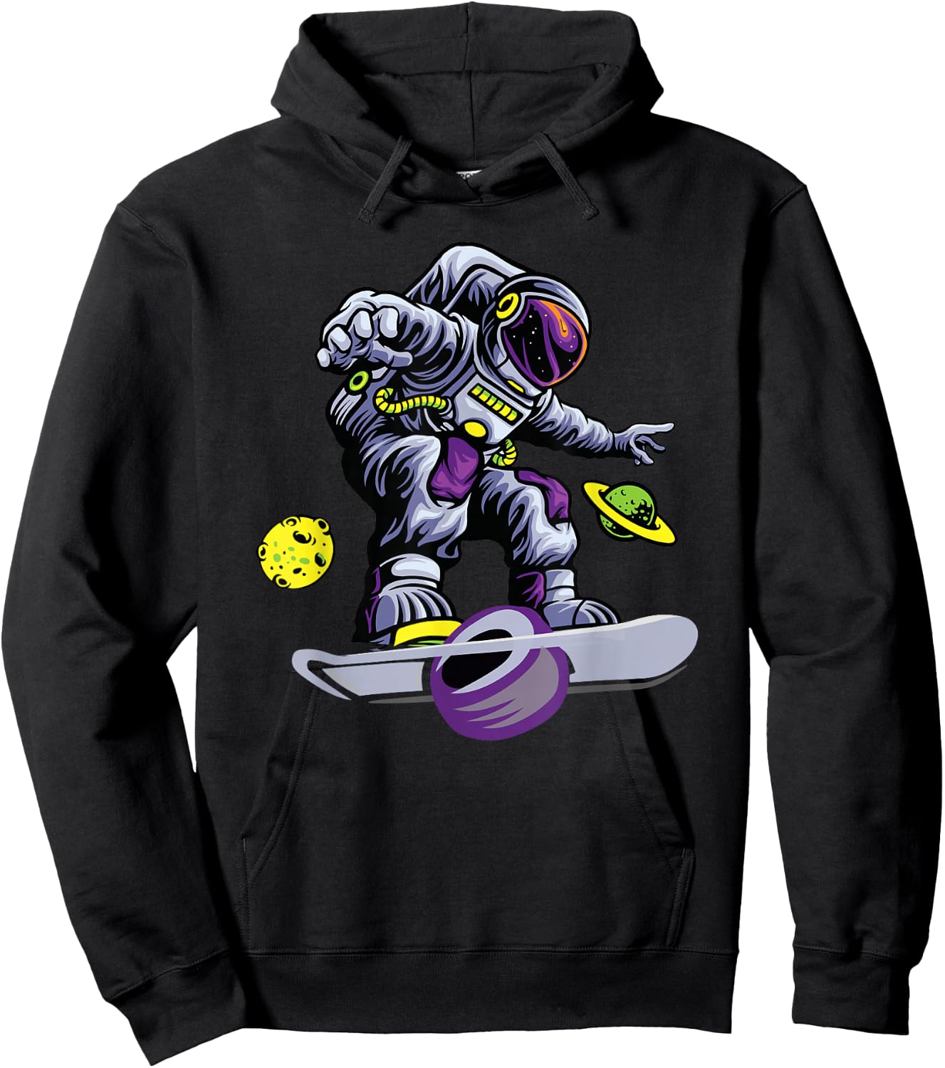 Skating Astronaut on onewheel Skateboard Hoodie - Hoodie | Black