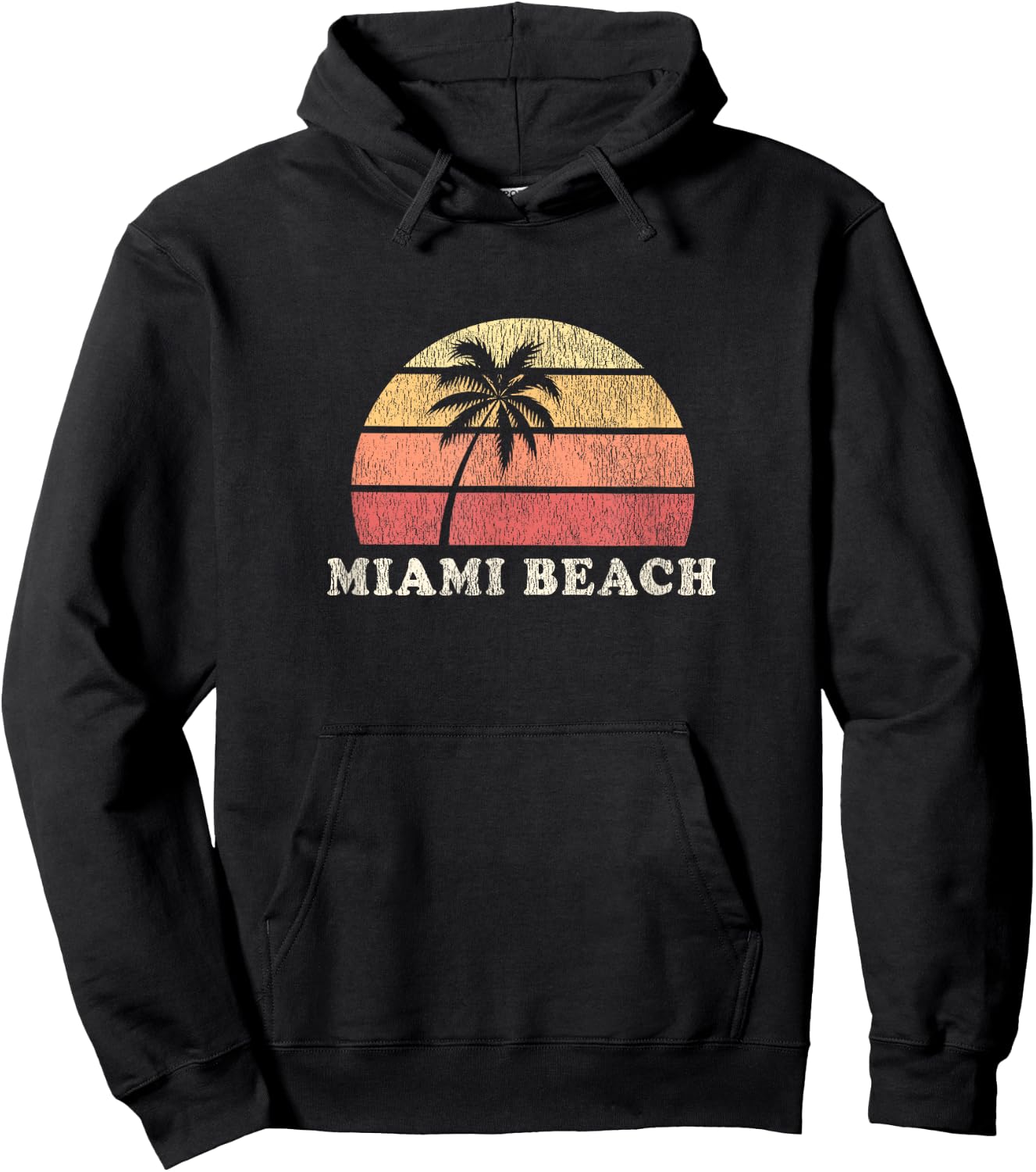 Miami Beach FL Vintage 70s Retro Throwback Design Hoodie - Hoodie | Black