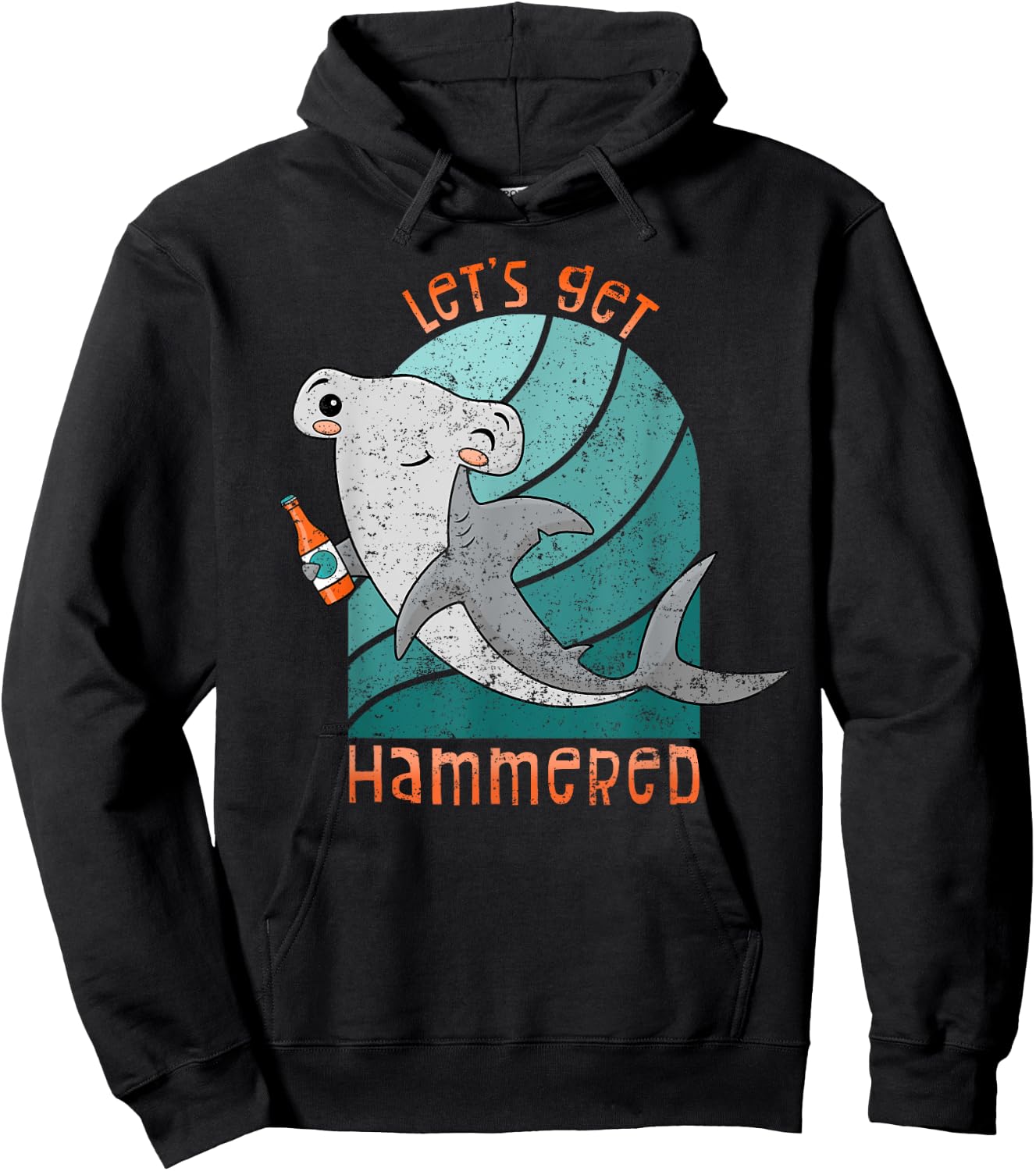 Funny Hammerhead Shark Let's Get Hammered Drinking Hoodie - Hoodie | Black