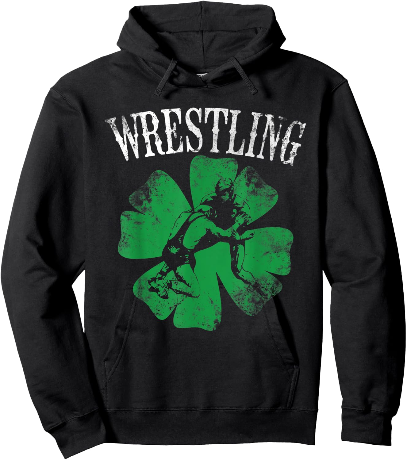 Irish American Flag Shamrock Wrestling St Patrick's Day Gift Women Kids Men Hoodie - Hoodie | Black