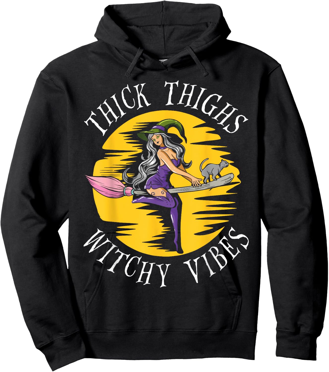 Thick Thighs Witchy Vibes Hoodie - Hoodie | Black