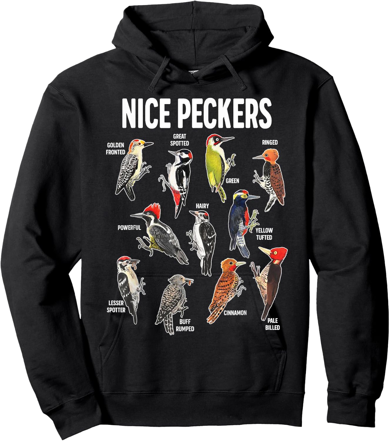 Nice Pecker Pun Adult Joke Funny Bird Lover Birdwatcher Hoodie - Hoodie | Black