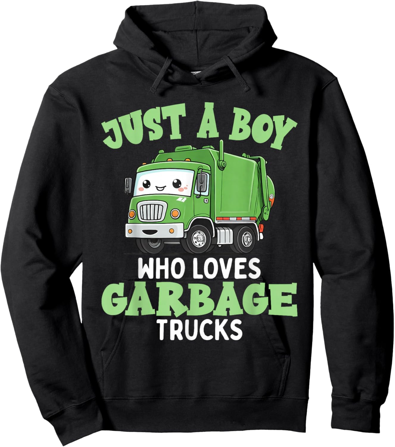 Kids A Boy Who Loves Garbage Trucks Birthday Party Toddlers Hoodie - Hoodie | Black