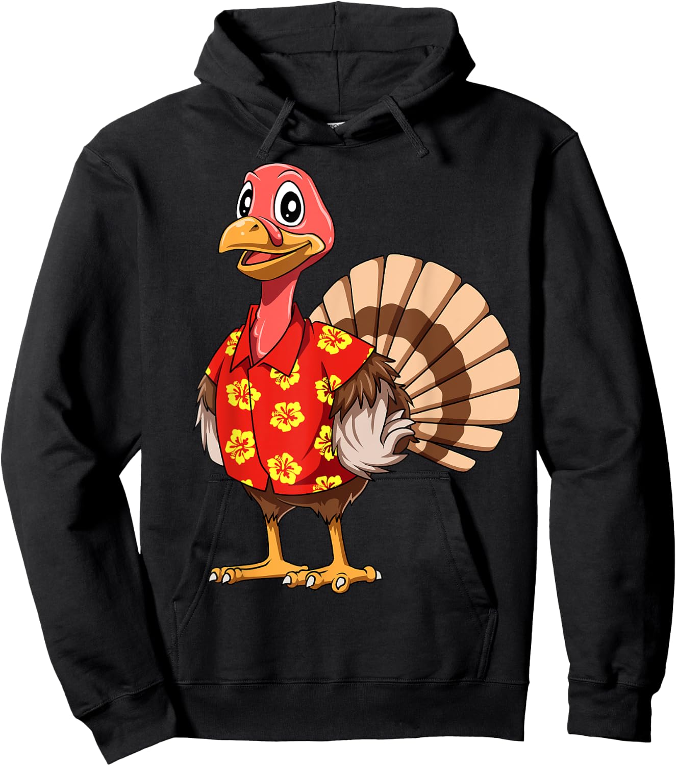 Turkey Hawaiian Thanksgiving Turkey Funny Hawaii Beach Party Men Women Kids Hoodie - Hoodie | Black