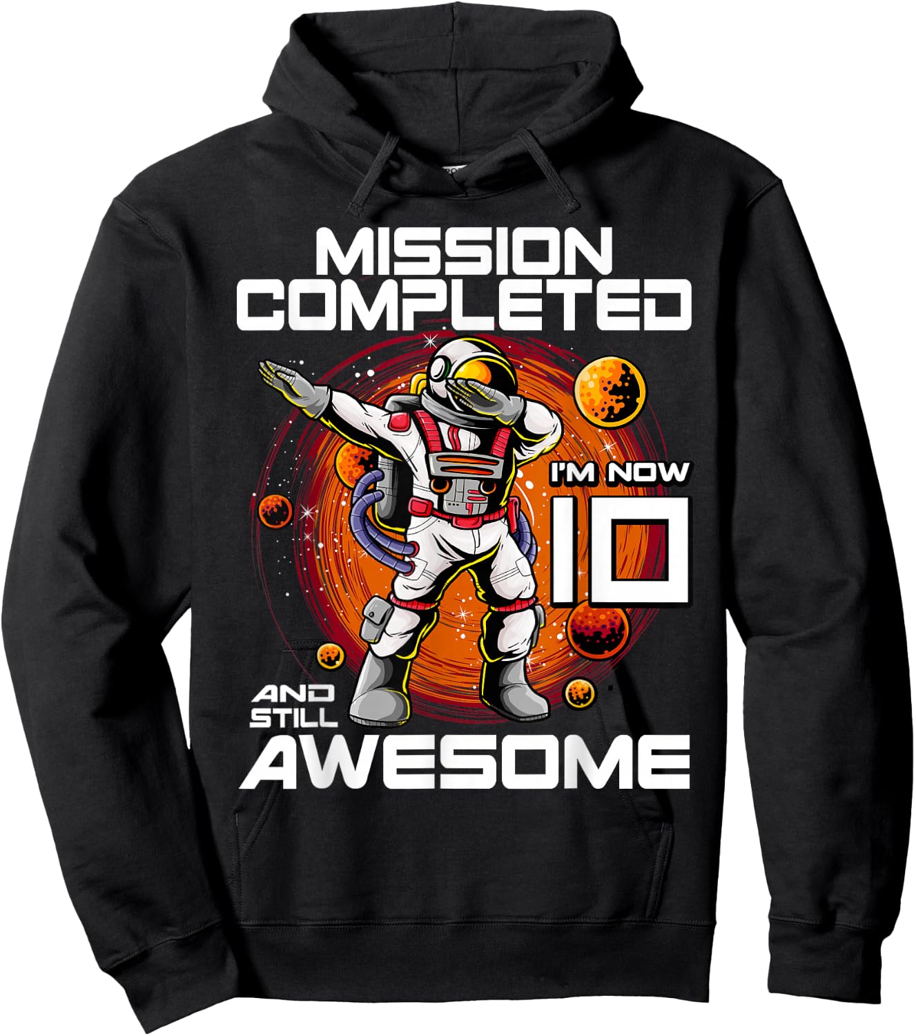 10th Birthday Astronaut 10 Years Old Outer Space Birthday Hoodie - Hoodie | Black