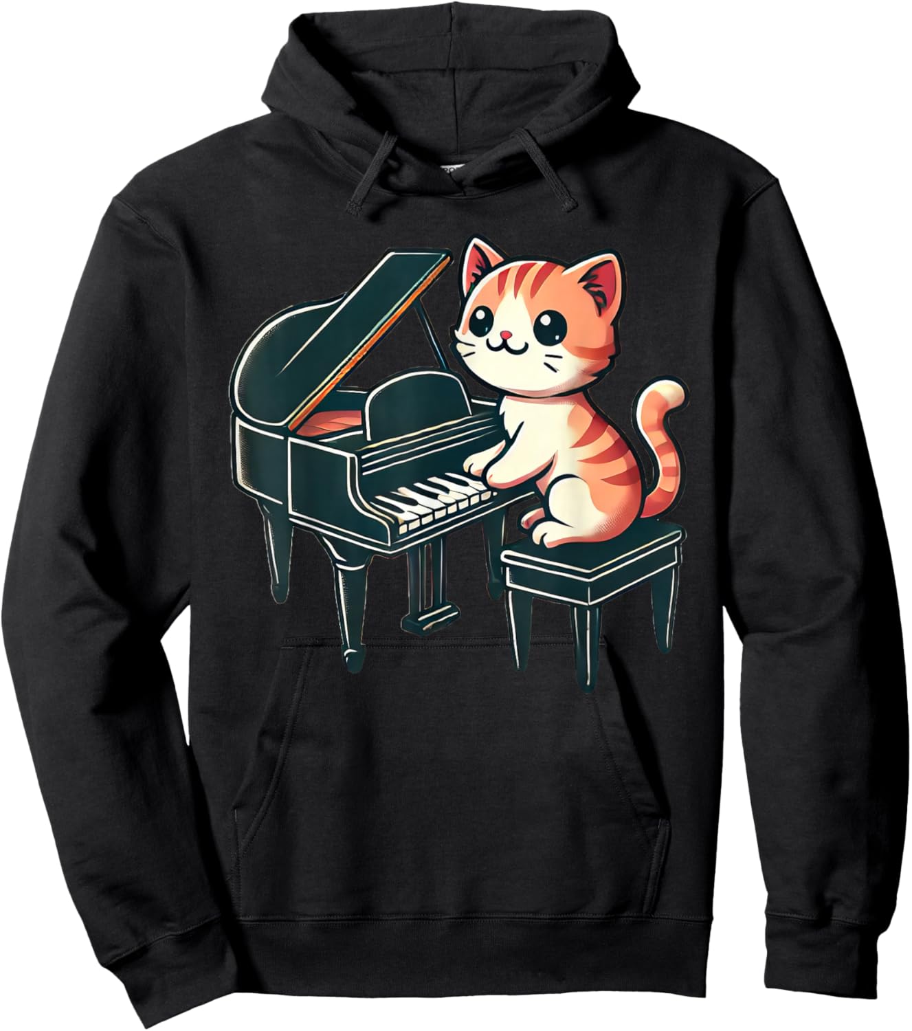 Cute Cat Playing Piano Cats Musician Music Hoodie - Hoodie | Black