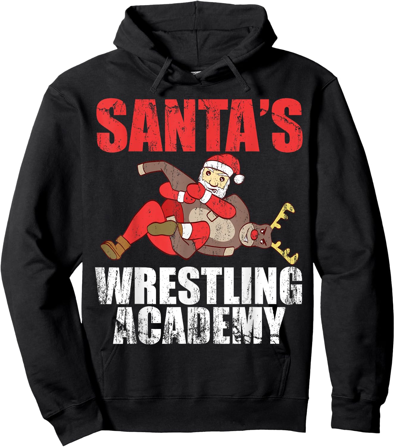 Santa Sport Wrestling Ring Fight Choke Tap Design Hoodie - Hoodie | Black