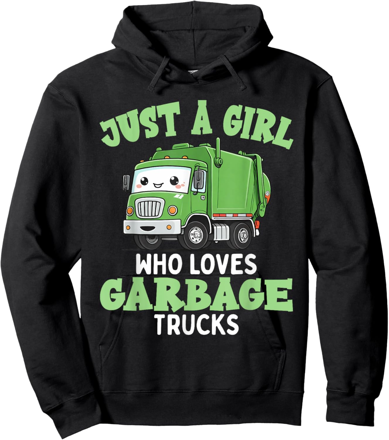 Kids A Girl Who Loves Garbage Trucks Birthday Party Toddlers Hoodie - Hoodie | Black