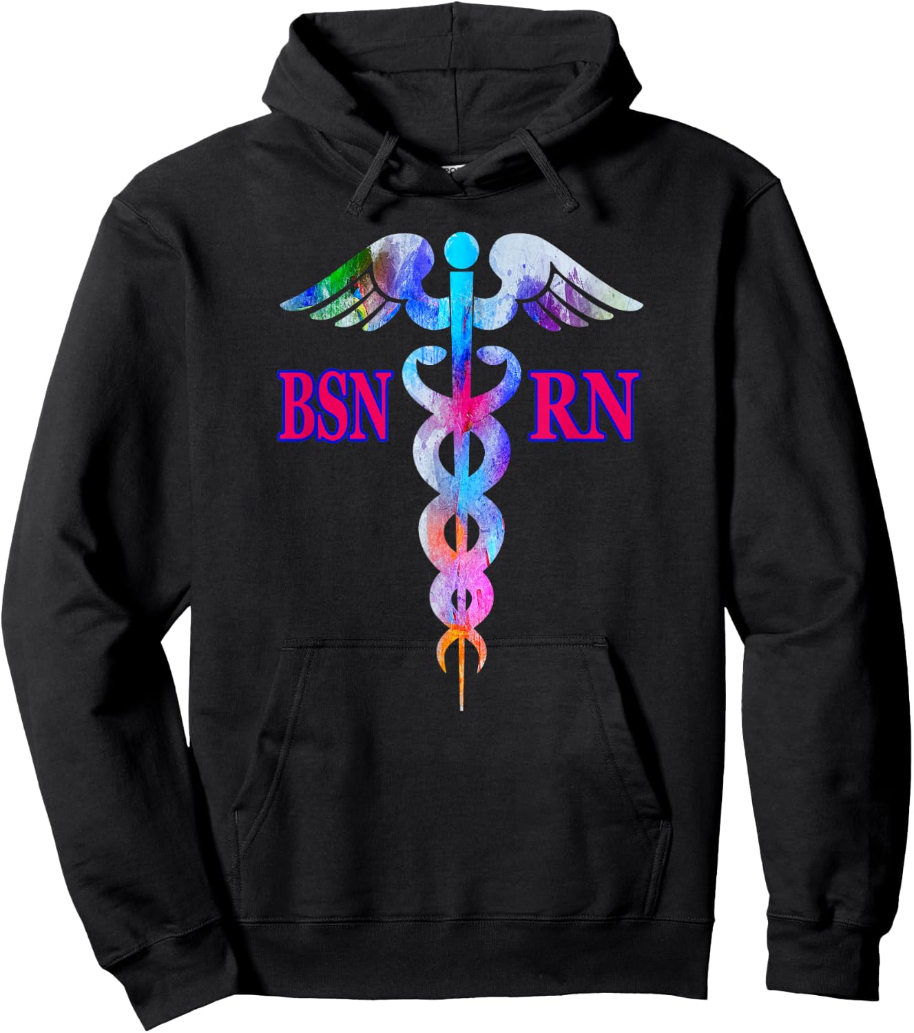 BSN Registered Nurse RN Caduceus Nursing Emblem Graphic Gift Hoodie - Hoodie | Black