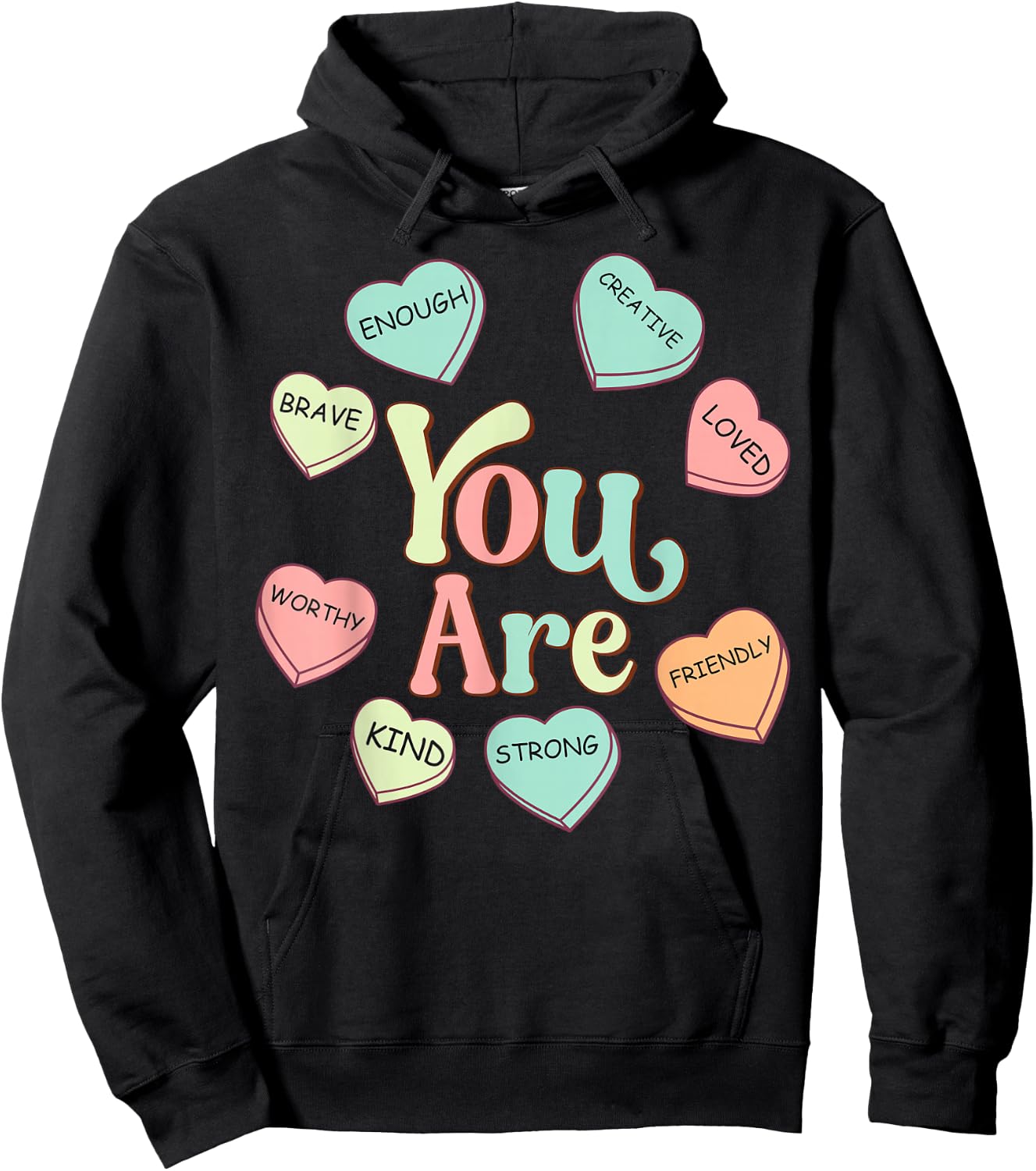 Retro Teacher Valentines Day You Are Cute Heart Cupid Hoodie - Hoodie | Black