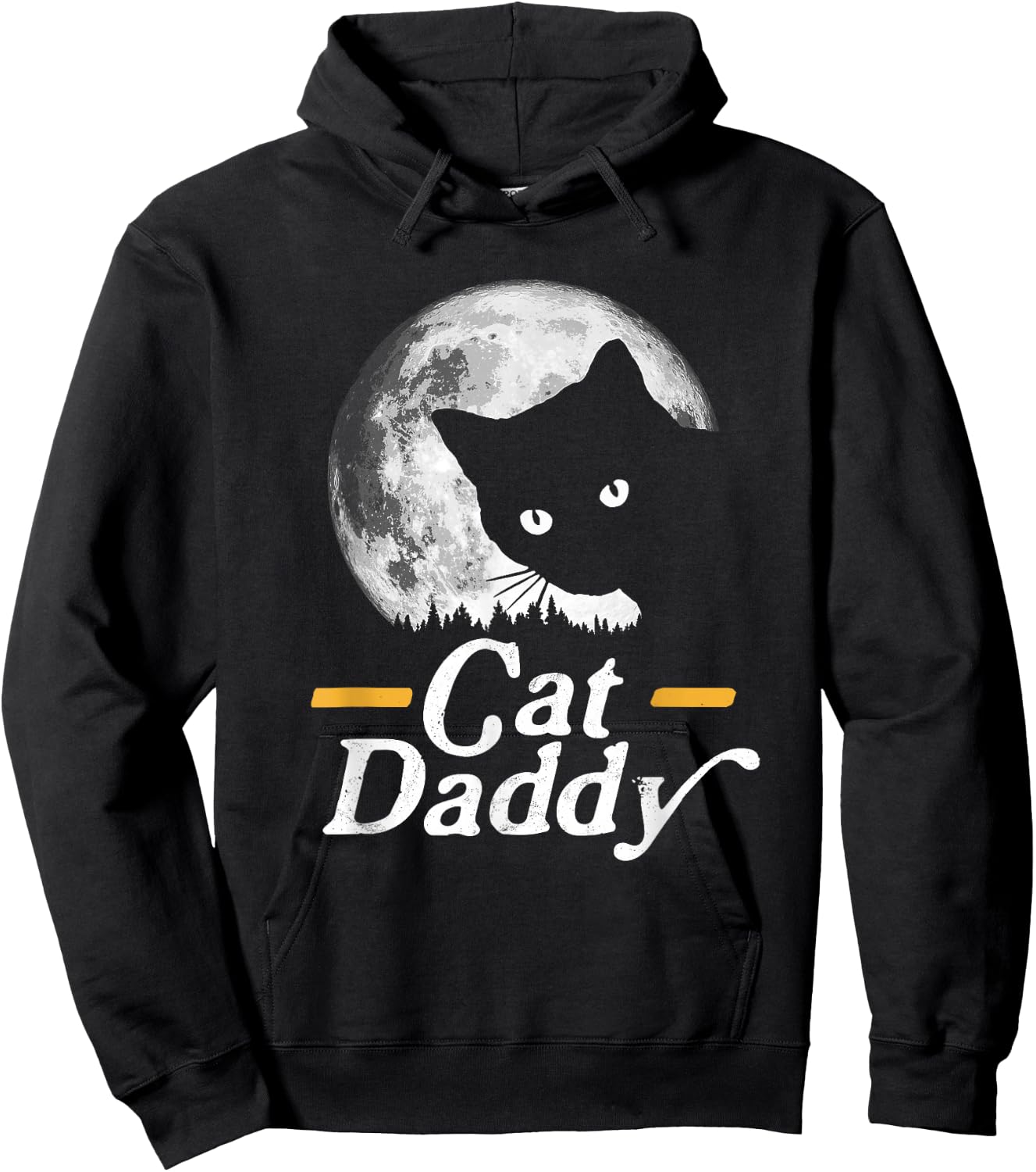 Cat Daddy Vintage Eighties Style Cat Retro Full Moon Hoodie - Hoodie | Black