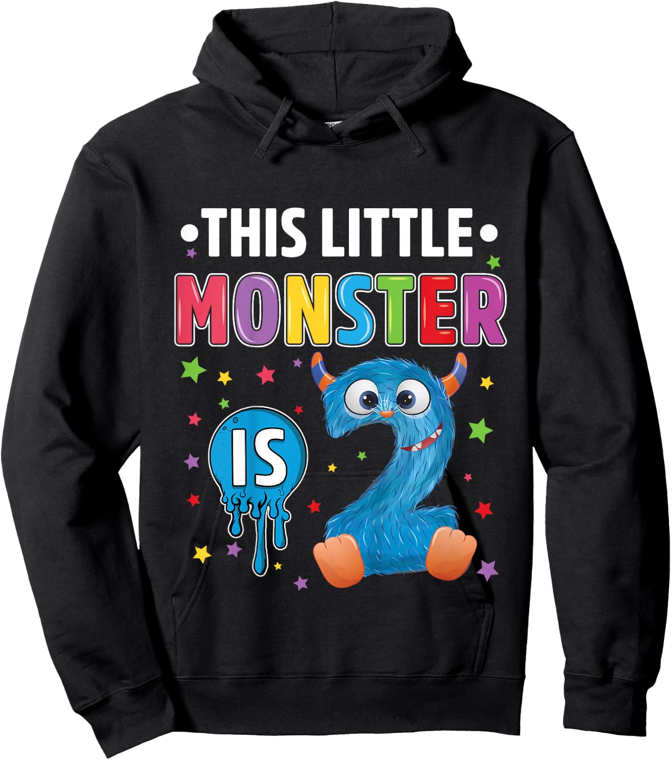 Little Monster Birthday 2 years old 2nd B-day Monster Hoodie - Hoodie | Black