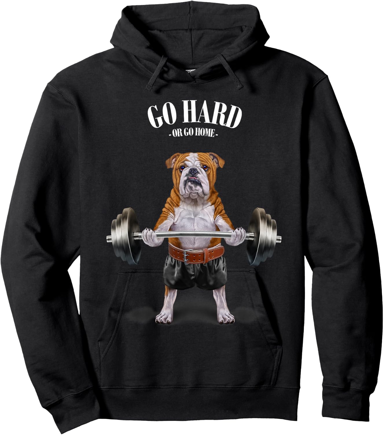 Bulldog Dog Weightlifting in Fitness Gym Hoodie - Hoodie | Black