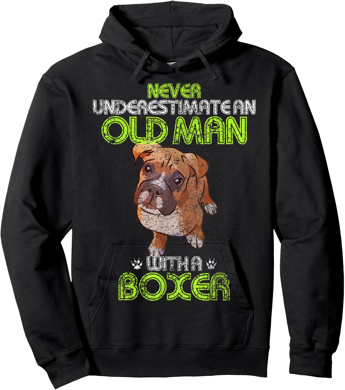 Never Underestimate An Old Man With A Boxer Funny Dog Lover Hoodie - Hoodie | Black