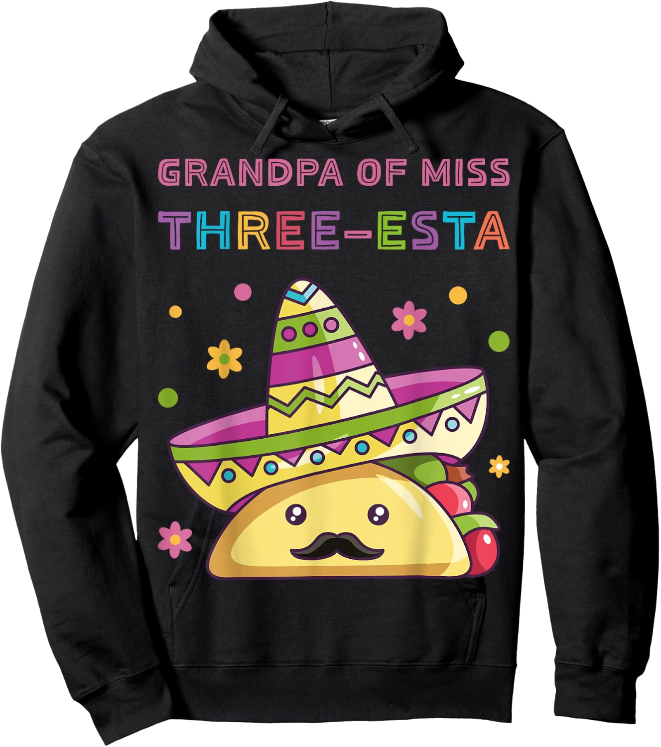 Grandpa of Miss Three-Esta Mexican Fiesta 3rd Birthday Party Hoodie - Hoodie | Black