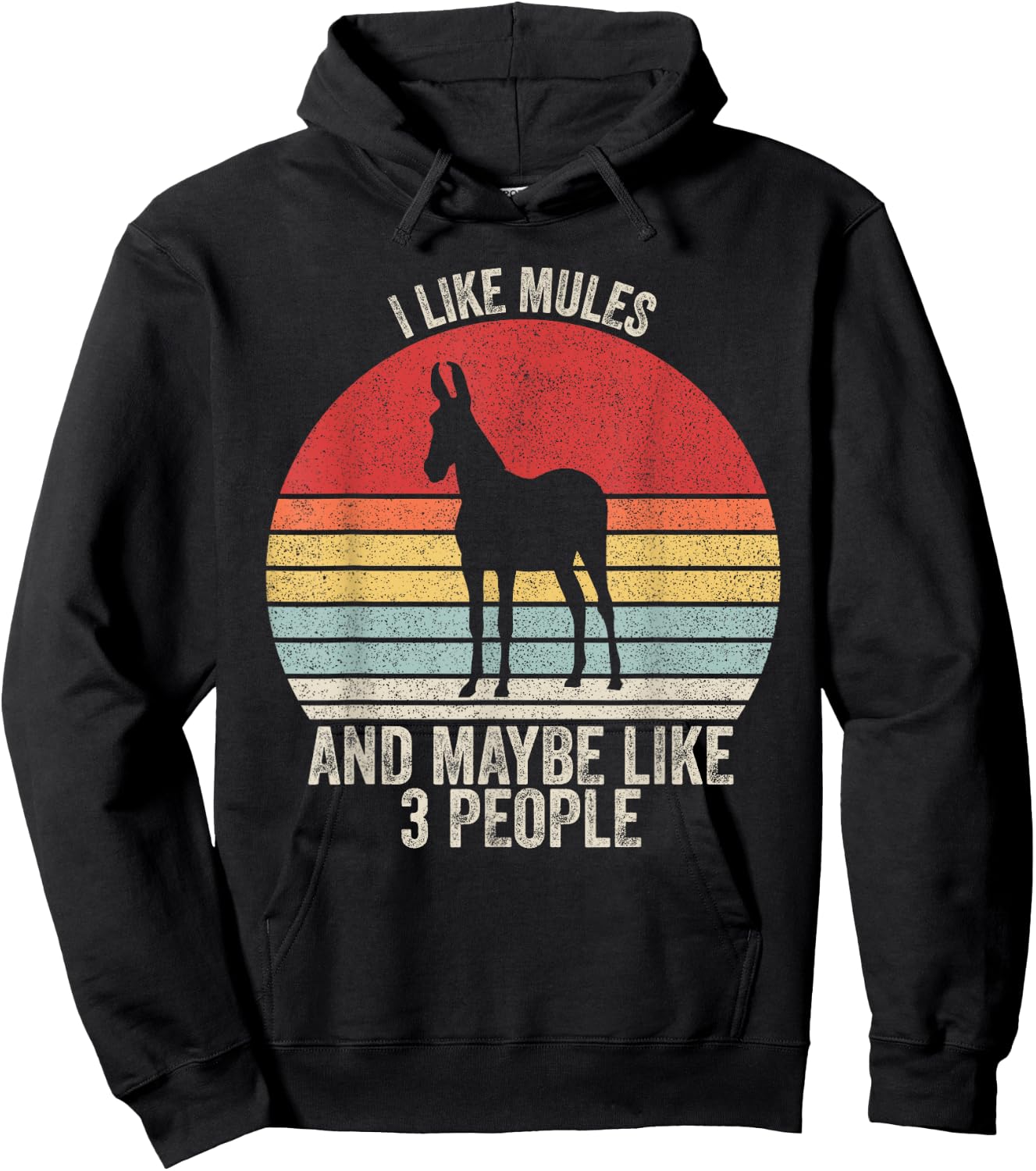 Vintage Retro I Like Mules And Maybe Like 3 People Mule Hoodie - Hoodie | Black