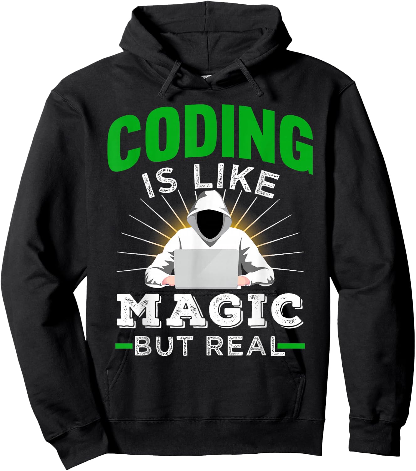 Coding Is Like Magic But Real for Developers and Coder Hoodie - Hoodie | Black