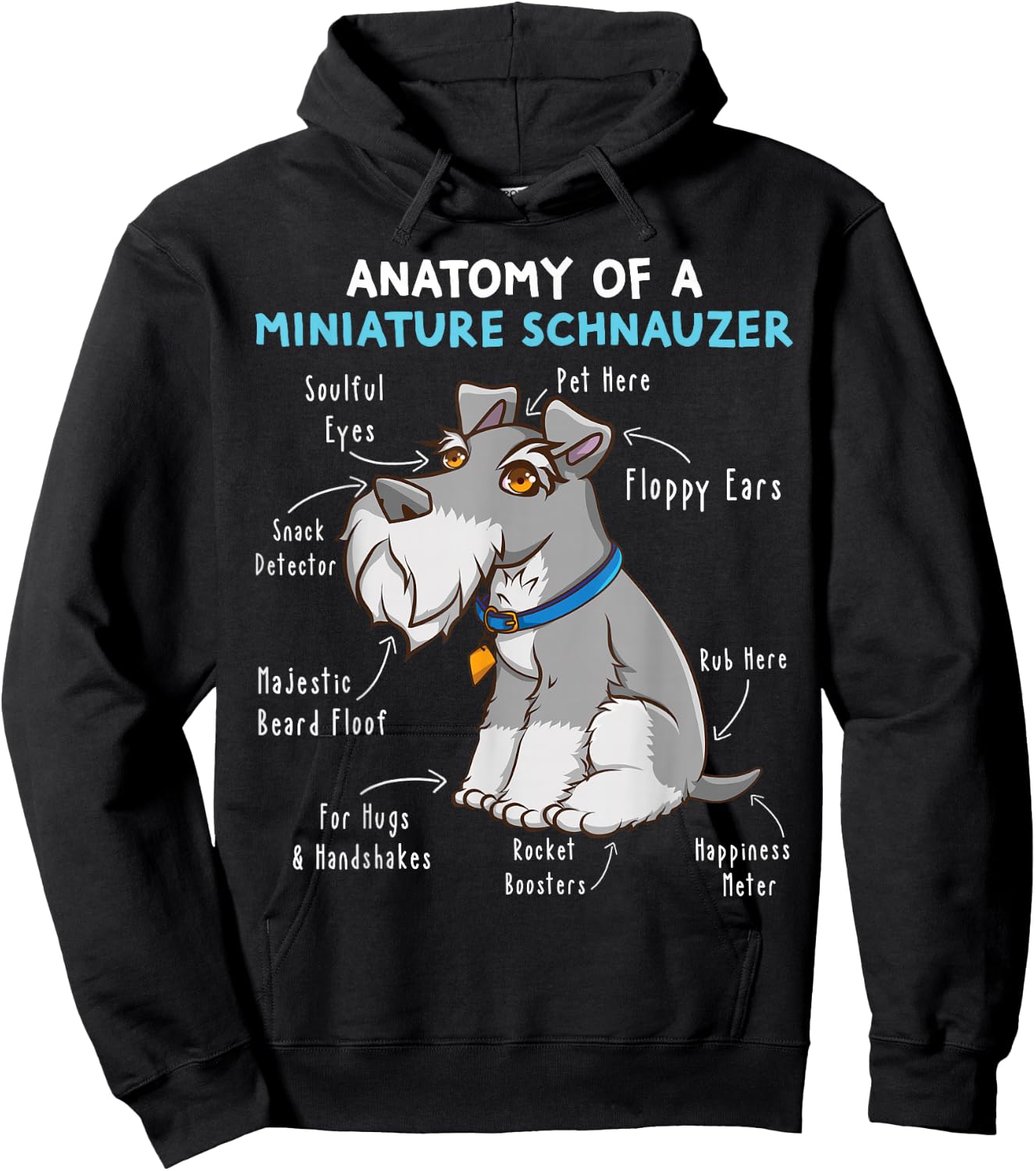 Anatomy Of A Miniature Schnauzer Cute Miniature Schnauzer Hoodie - Hoodie | Black