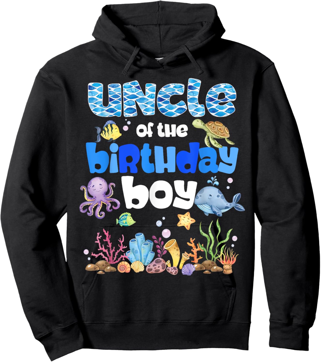 Uncle Of The Birthday Boy Sea Fish Ocean Animals Aquarium Hoodie - Hoodie | Black