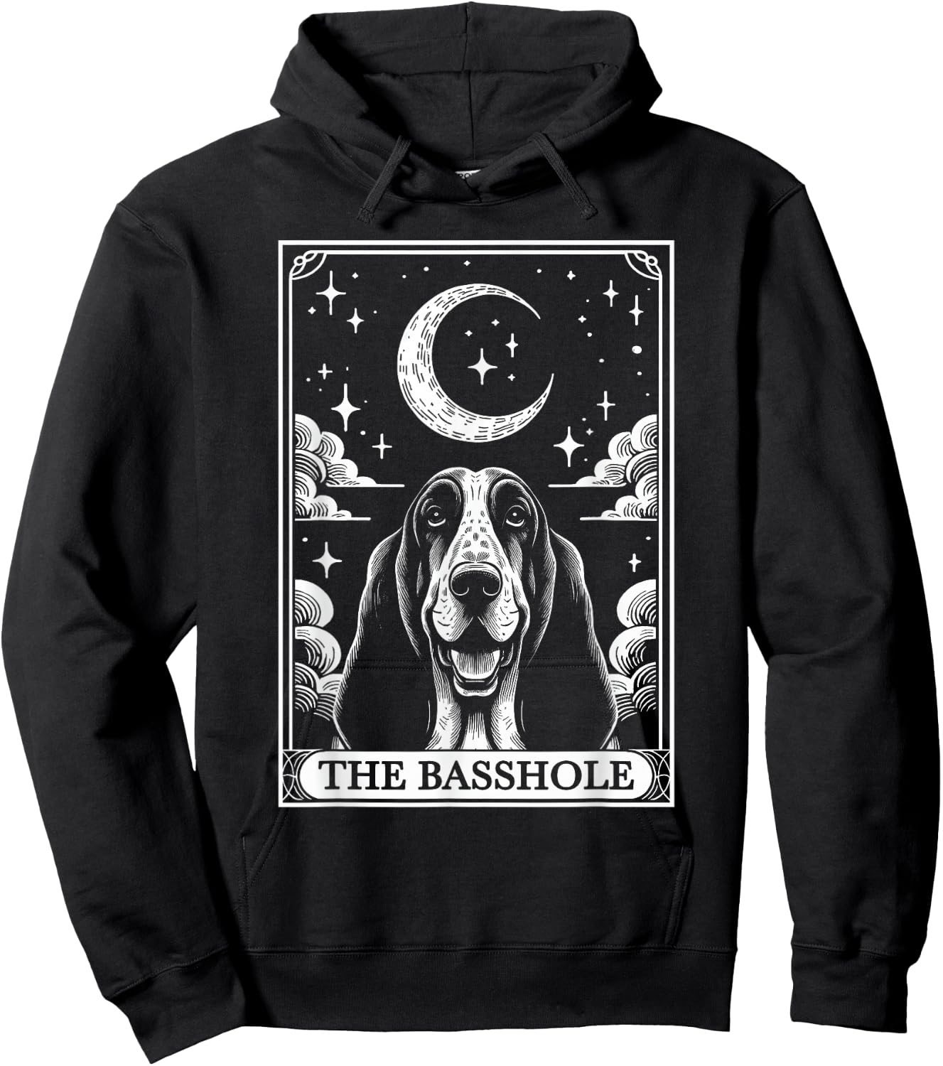 Tarot Card Vintage Crescent Moon Basset Hound Dog Mom Men Women Girls Kids Hoodie - Hoodie | Black