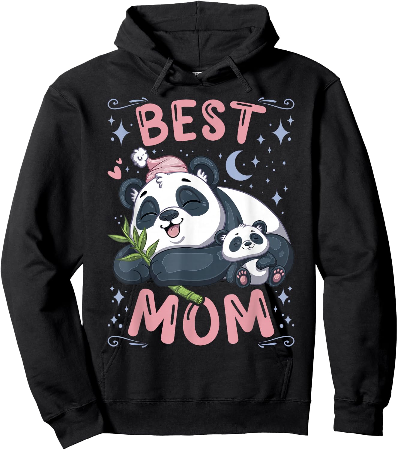 Best Mom, Panda Bear Mother with Cub, Mother's Day Hoodie - Hoodie | Black