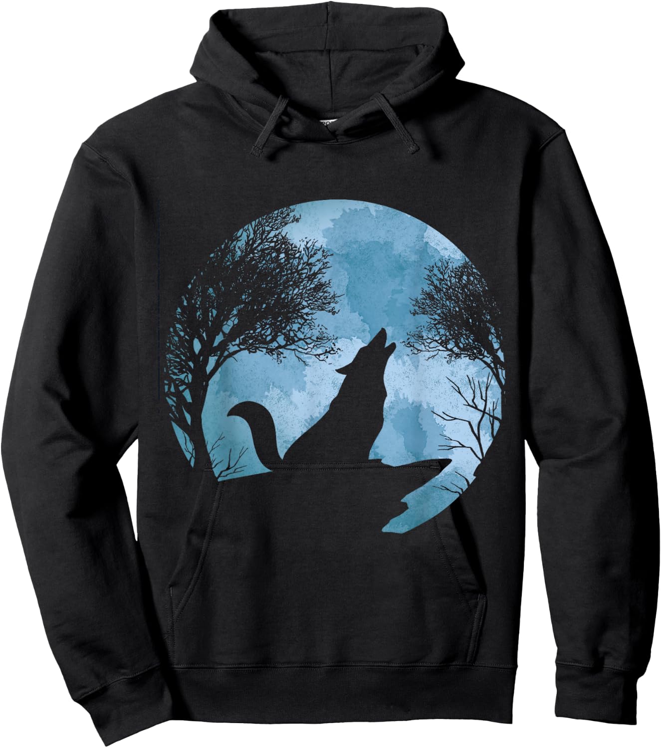 Howling Full Moon Forest Animal Wildlife Gift Moonlight Wolf Hoodie - Hoodie | Black